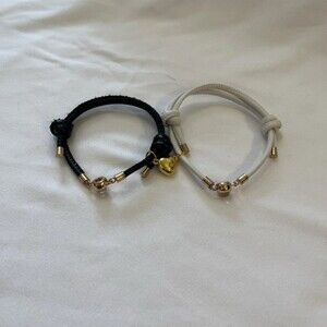 Chic Black and White Bracelets with Gold Accents